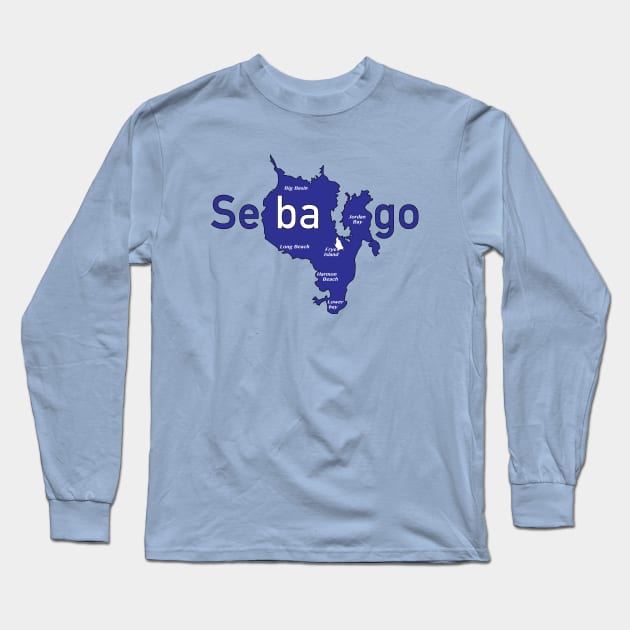 Sebago Lake Map Long Sleeve T-Shirt by ACGraphics